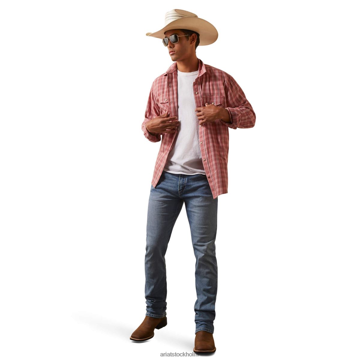 blast Ariat hart retro passform skjorta vit sparris män F04841099