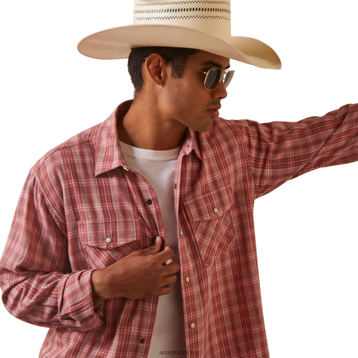 blast Ariat hart retro passform skjorta vit sparris män F04841099