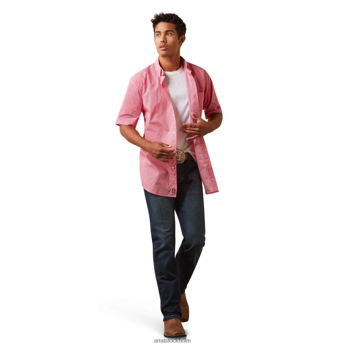 blast Ariat iain figursydd skjorta rosröd män F04841102