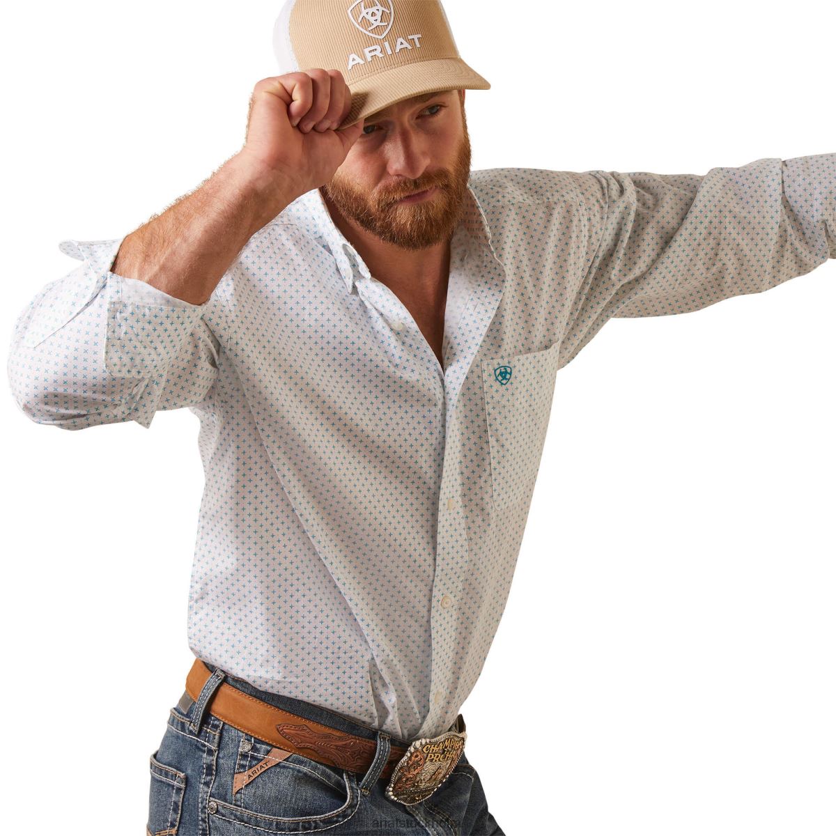 blast Ariat kaine skjorta med klassisk passform vit män F04841008