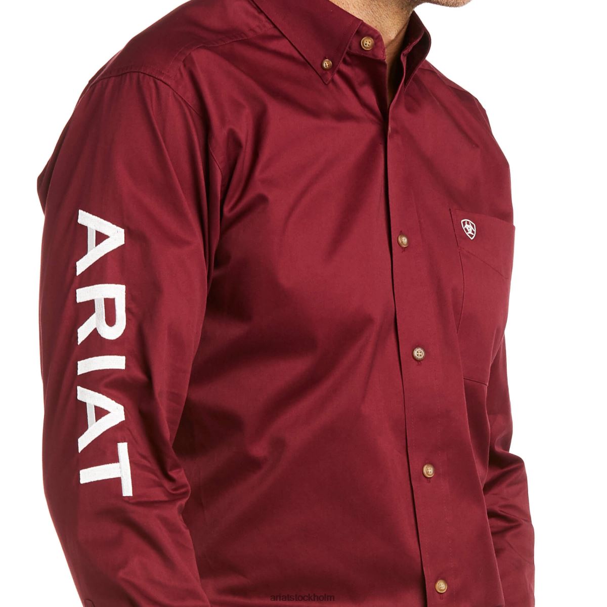 blast Ariat lagets logotyp skjorta med twill vinröd/vit män F0484986