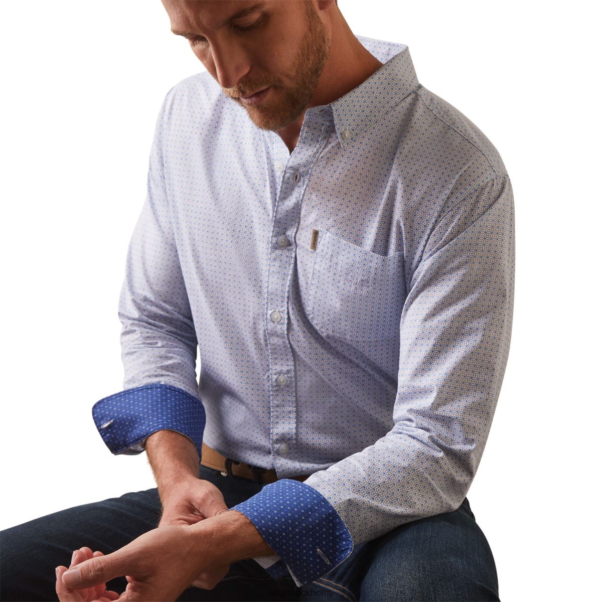 blast Ariat medaljong stretch skjorta med modern passform vit män F0484967