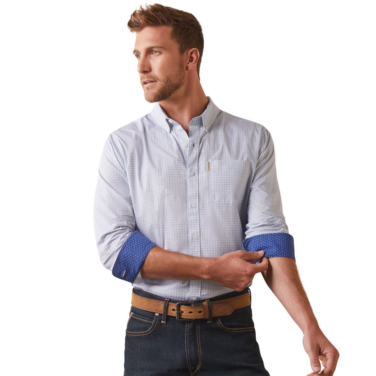 blast Ariat medaljong stretch skjorta med modern passform vit män F0484967