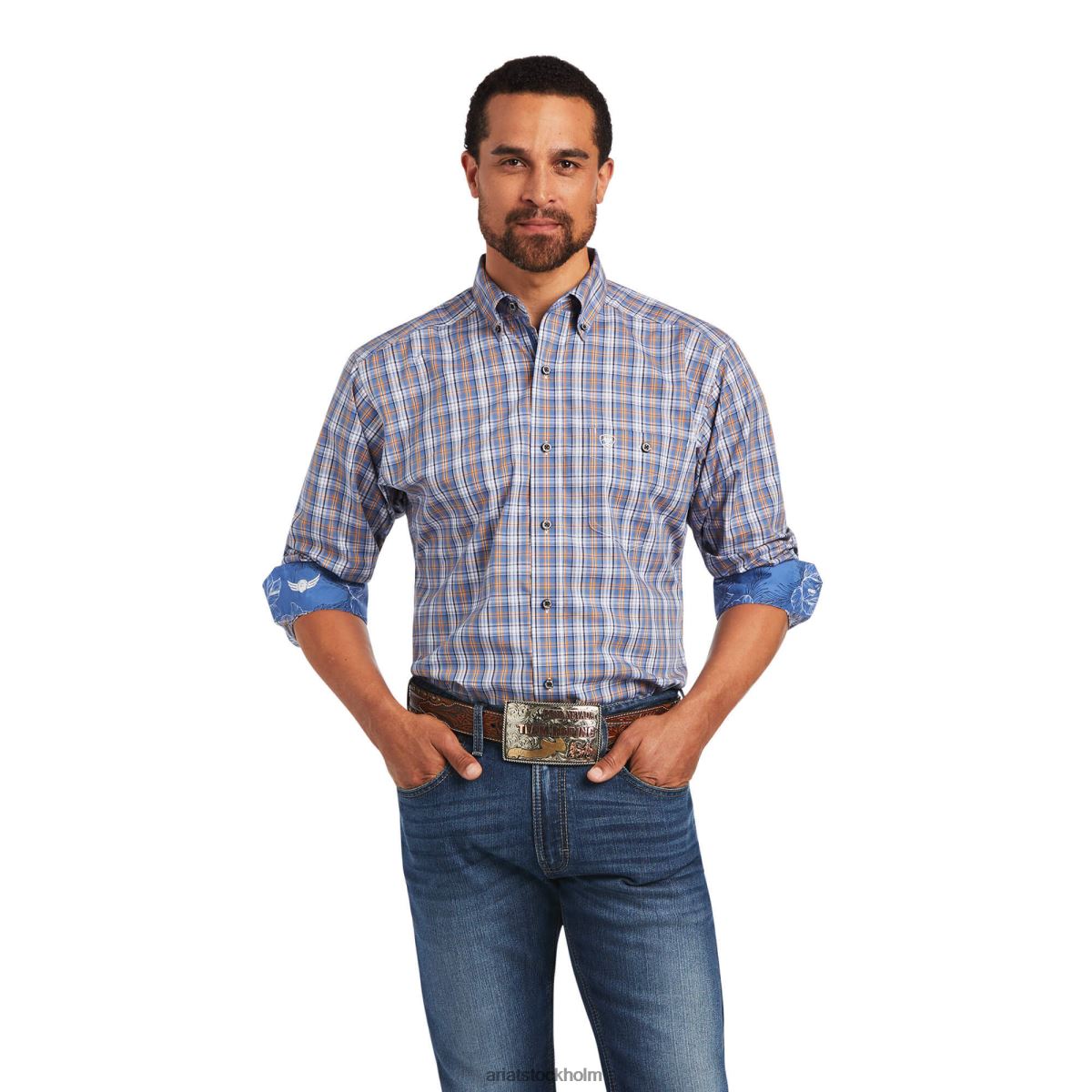 blast Ariat obeveklig agility stretch skjorta med klassisk passform bakelitblå män F04841340