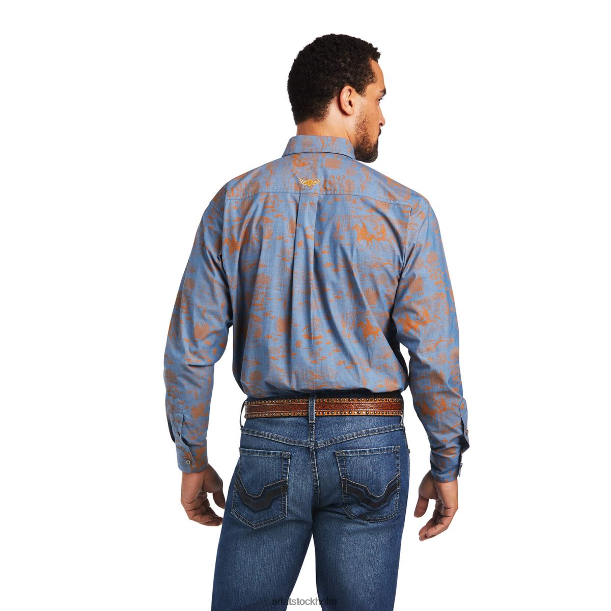 blast Ariat obeveklig skjorta i klassisk passform med cordage stretch bakelitblå män F04841358