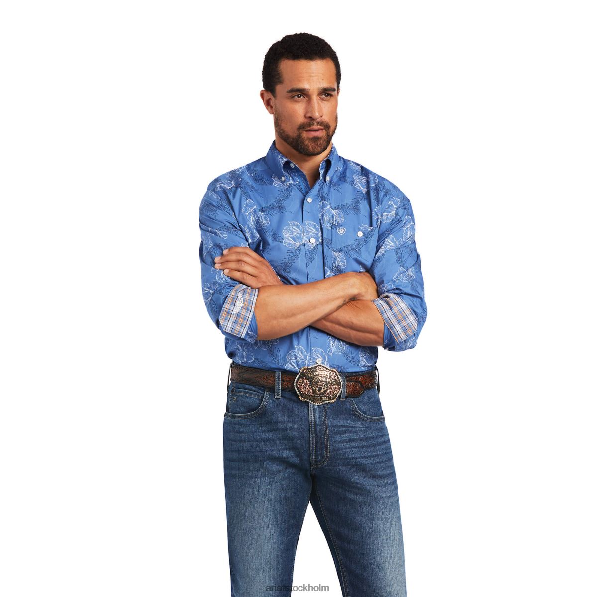 blast Ariat obeveklig skjorta med klassisk passform i stretch holländsk blå män F04841343