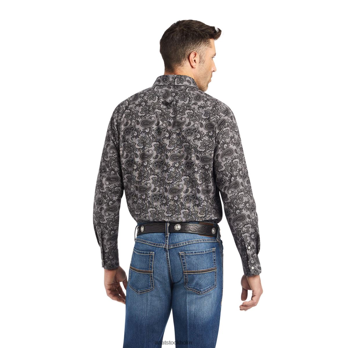 blast Ariat obeveklig, spänstig stretchskjorta med klassisk passform svart chambray män F04841157