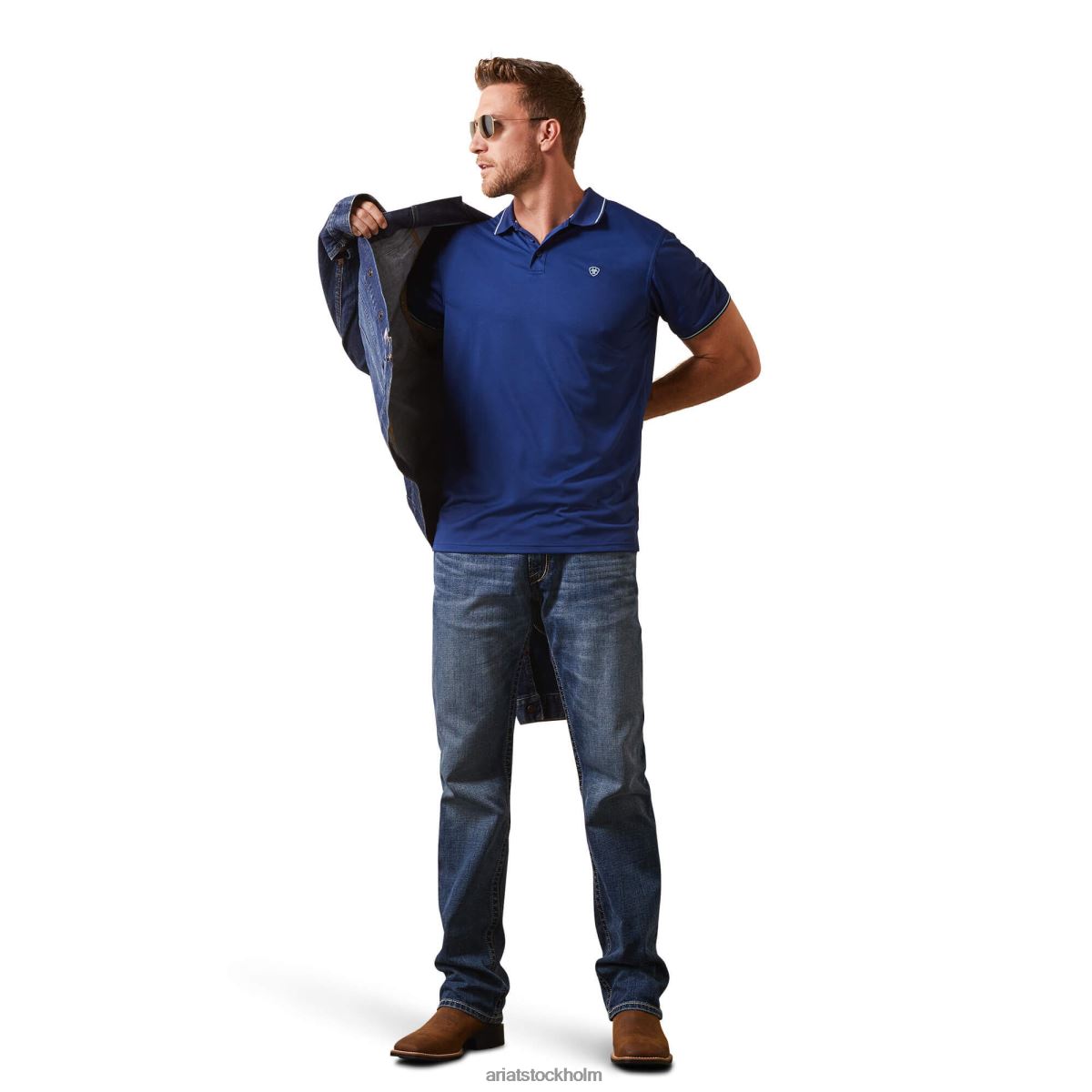 blast Ariat pikétröja med logotyp molnbrott blått män F0484640