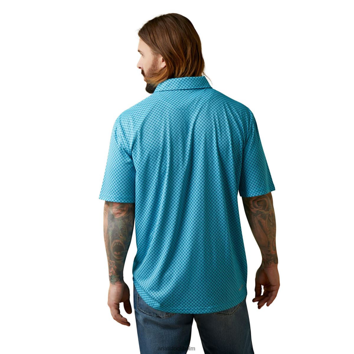 blast Ariat pikétröja överallt påfågelsblå män F0484562