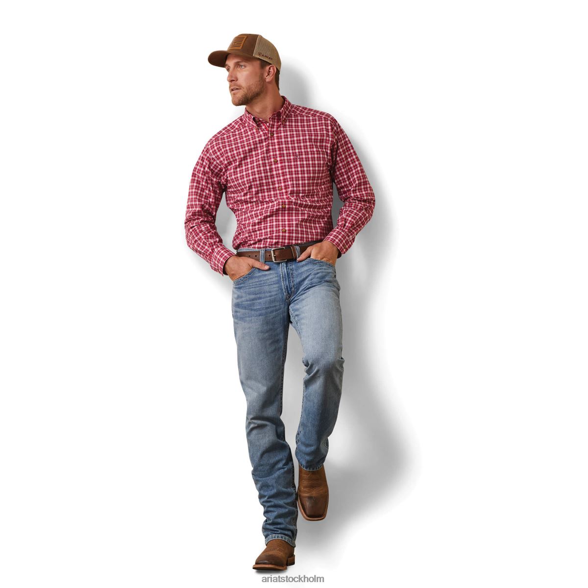 blast Ariat pro-serien indiana figursydd skjorta rosröd män F04841168