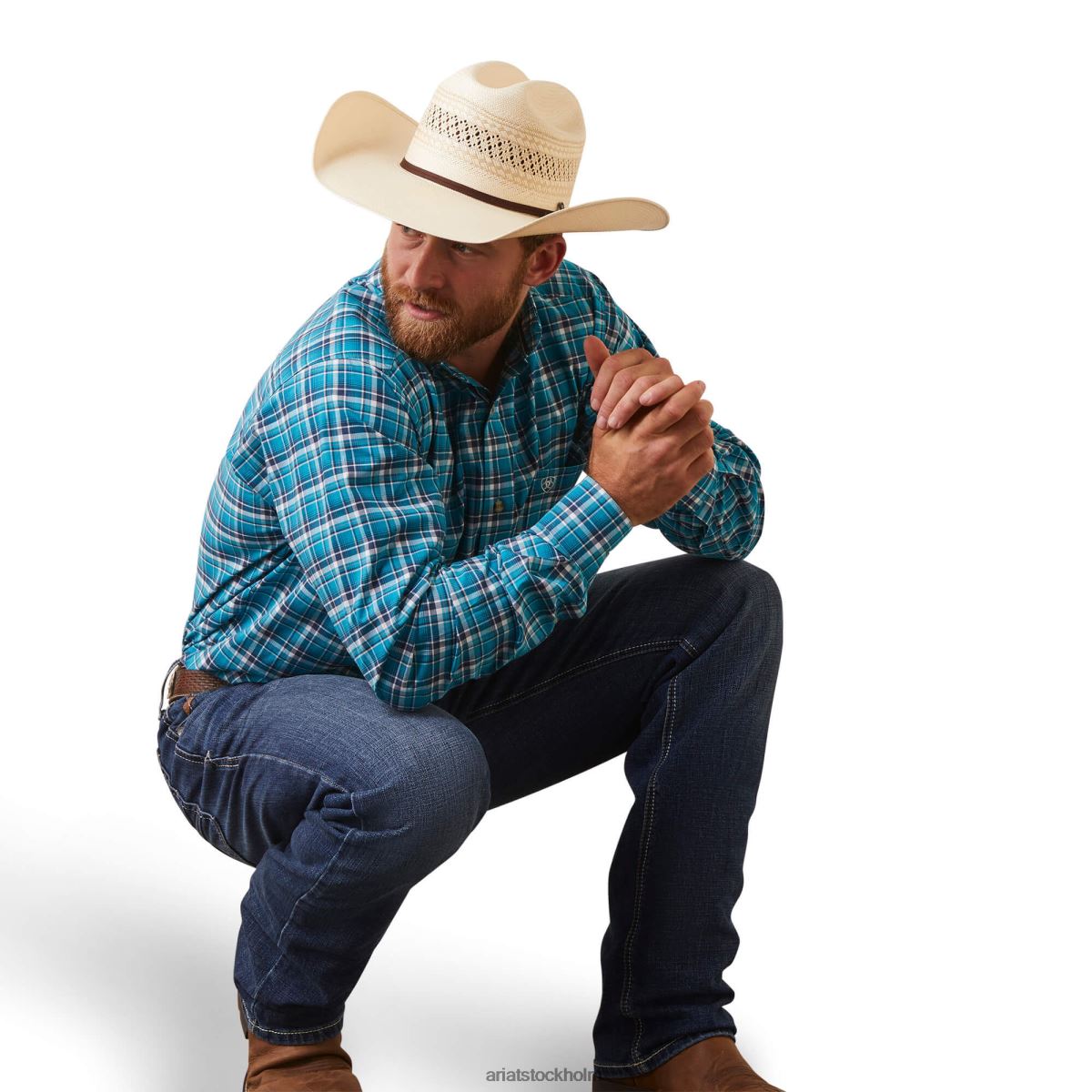 blast Ariat pro-serien krew passform skjorta emalj blå män F04841121