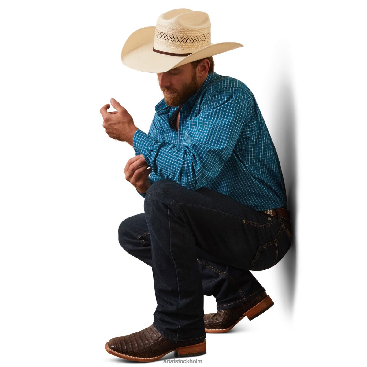 blast Ariat pro serien kyzer monterad skjorta lyons blå män F04841105