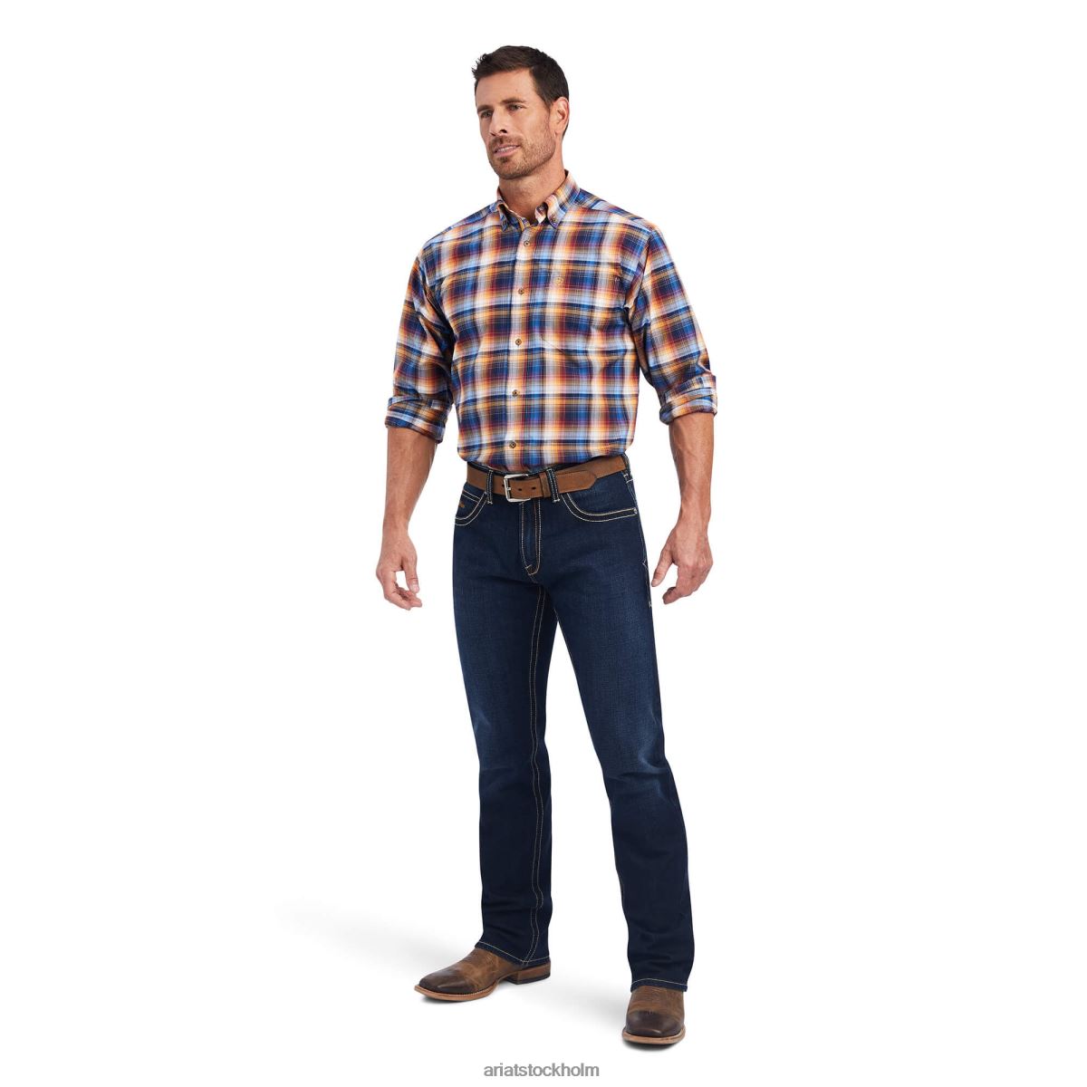blast Ariat pro-serien nigel stretch skjorta med klassisk passform egeiska blå män F04841270