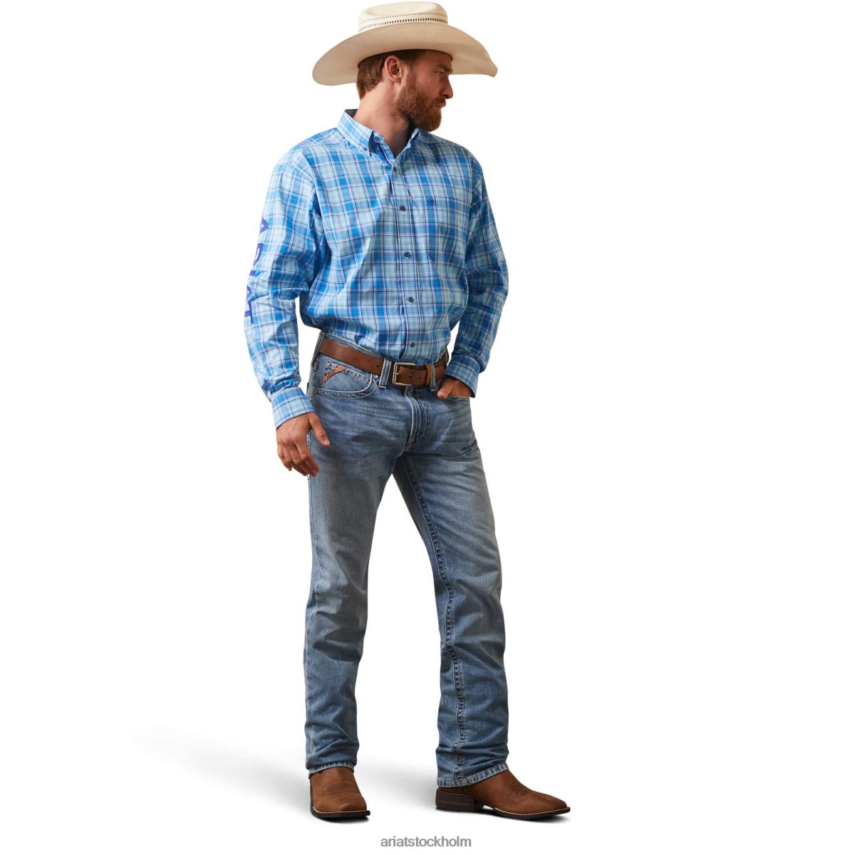 blast Ariat pro-serien team hogan skjorta med klassisk passform blå män F04841070