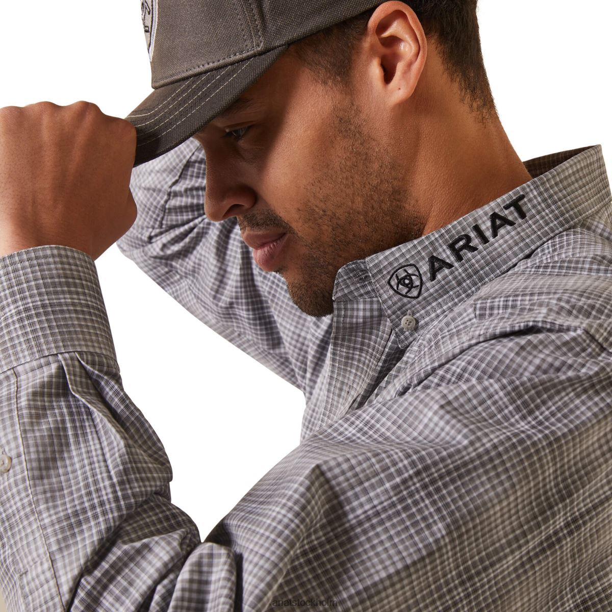 blast Ariat pro-serien team houston skjorta med klassisk passform grå män F04841048