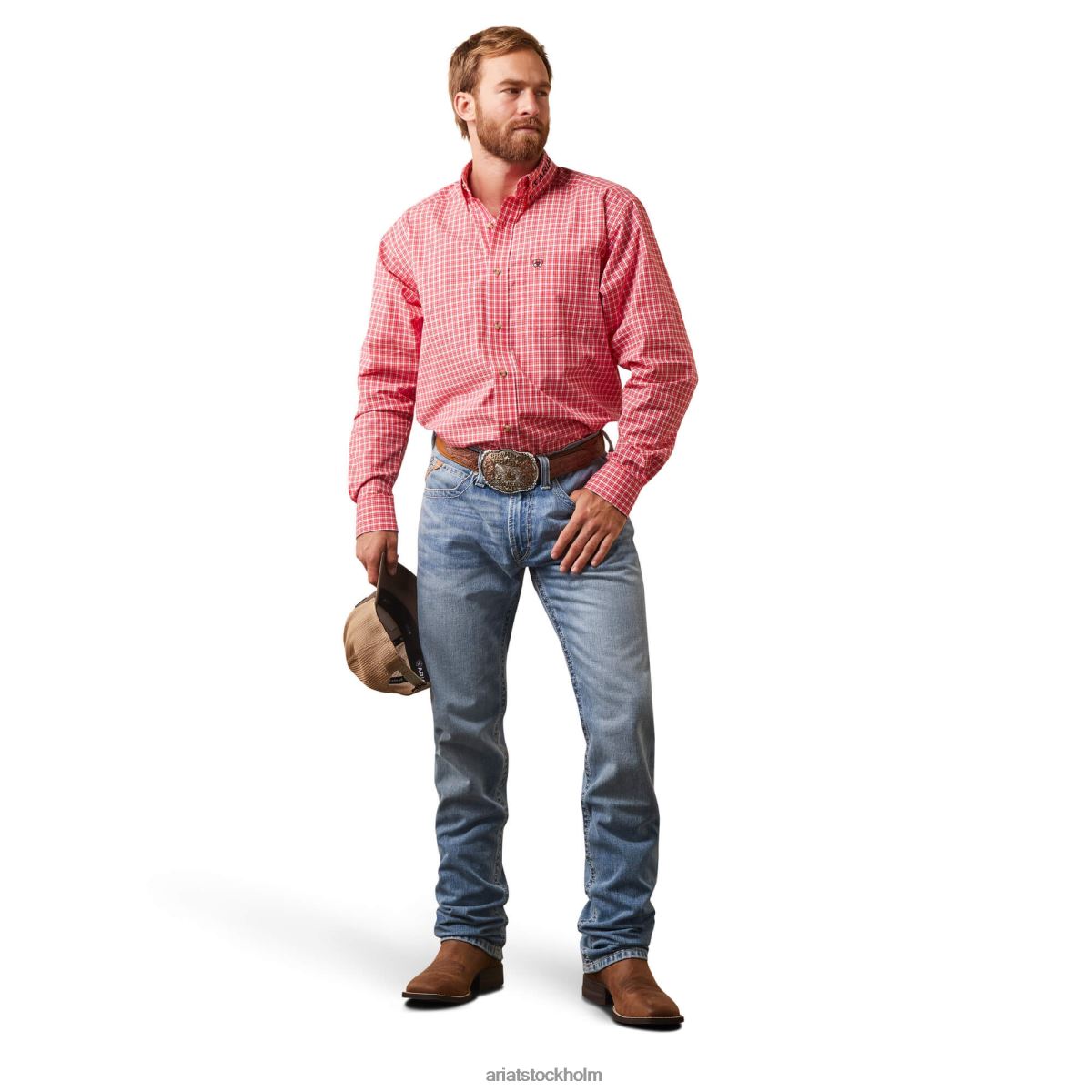 blast Ariat pro-serien team saul skjorta med klassisk passform röd män F04841175