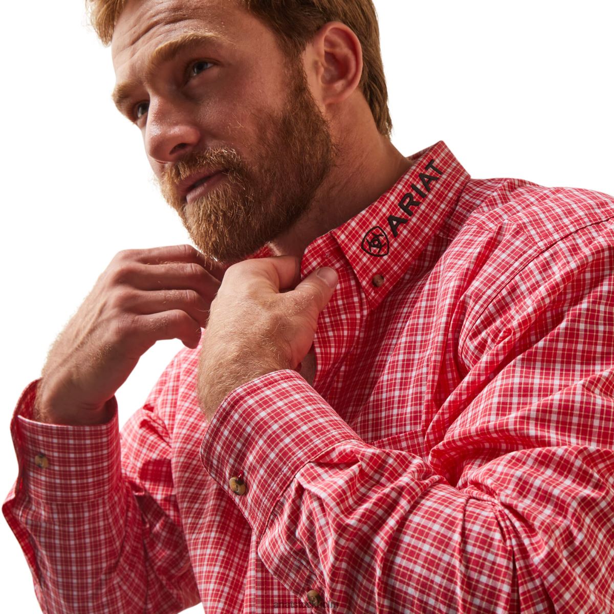 blast Ariat pro-serien team saul skjorta med klassisk passform röd män F04841175