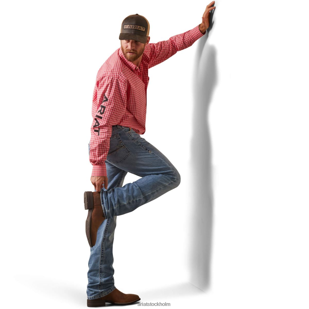 blast Ariat pro-serien team saul skjorta med klassisk passform röd män F04841175