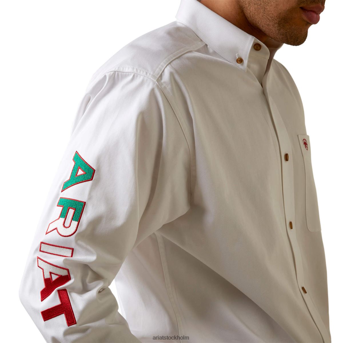 blast Ariat skjorta i klassisk passform med teamlogotyp vitt Mexiko män F04841033