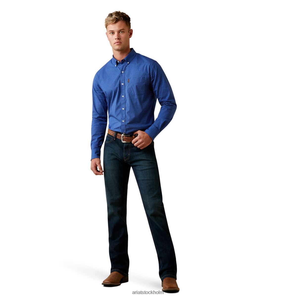 blast Ariat skjorta med modern passform i stretch blå män F04841026