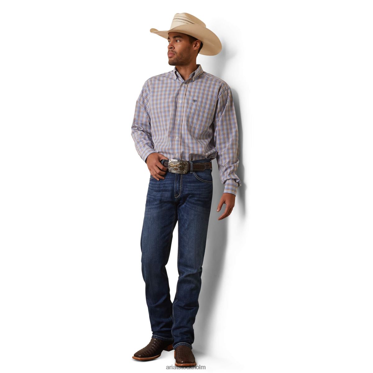 blast Ariat skrynkelfri arther-monterad skjorta vit män F04841311