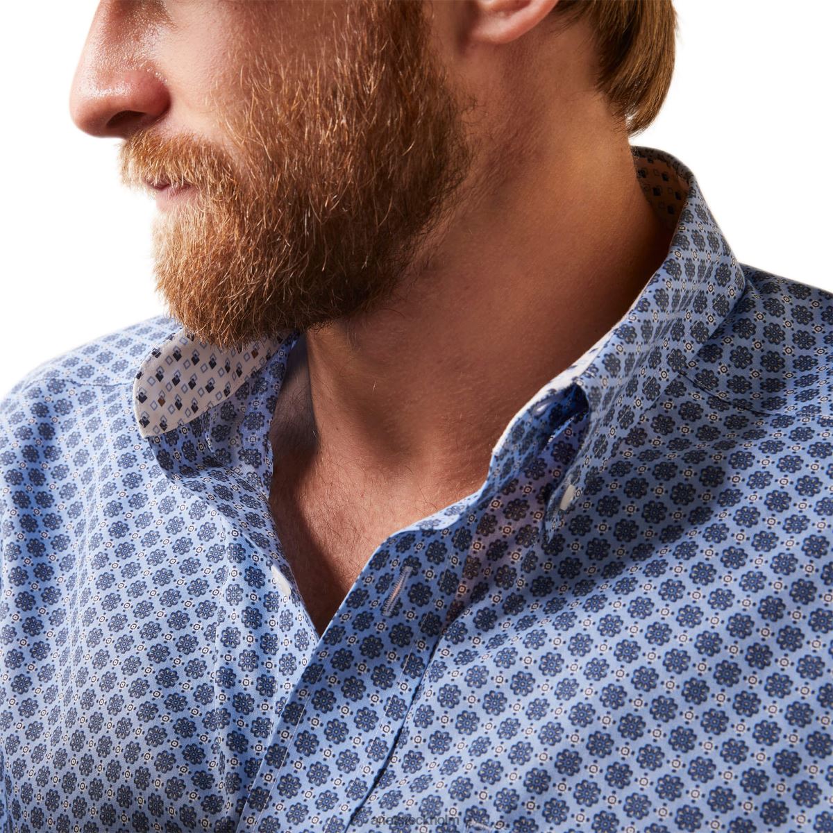 blast Ariat skrynkelfri atlas skjorta med klassisk passform blå män F0484962