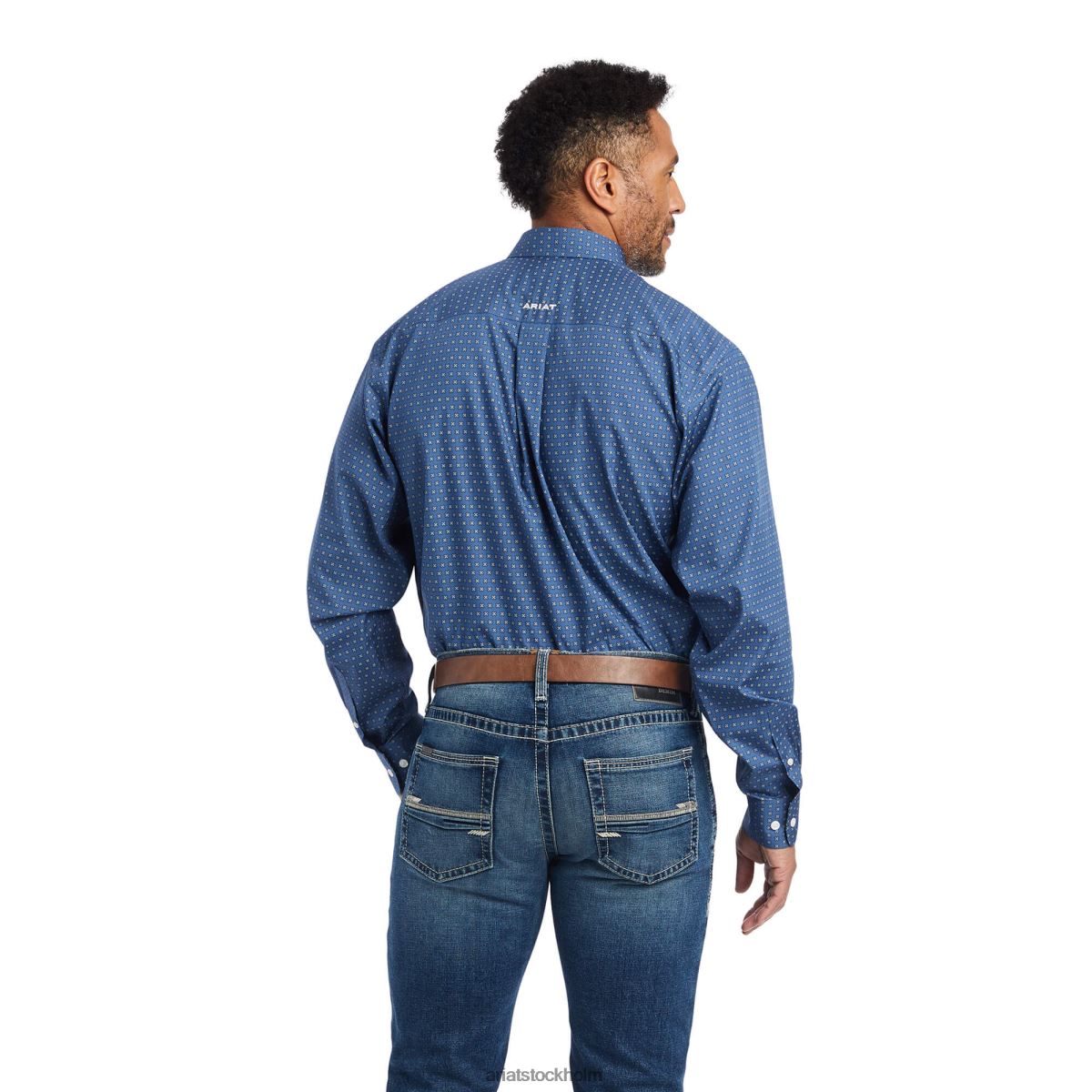 blast Ariat skrynkelfri eaden passform skjorta äkta flottan män F04841004
