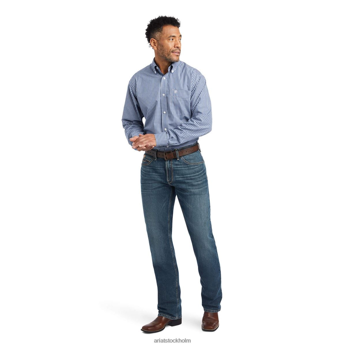 blast Ariat skrynkelfri ellison passform skjorta äkta flottan män F04841128