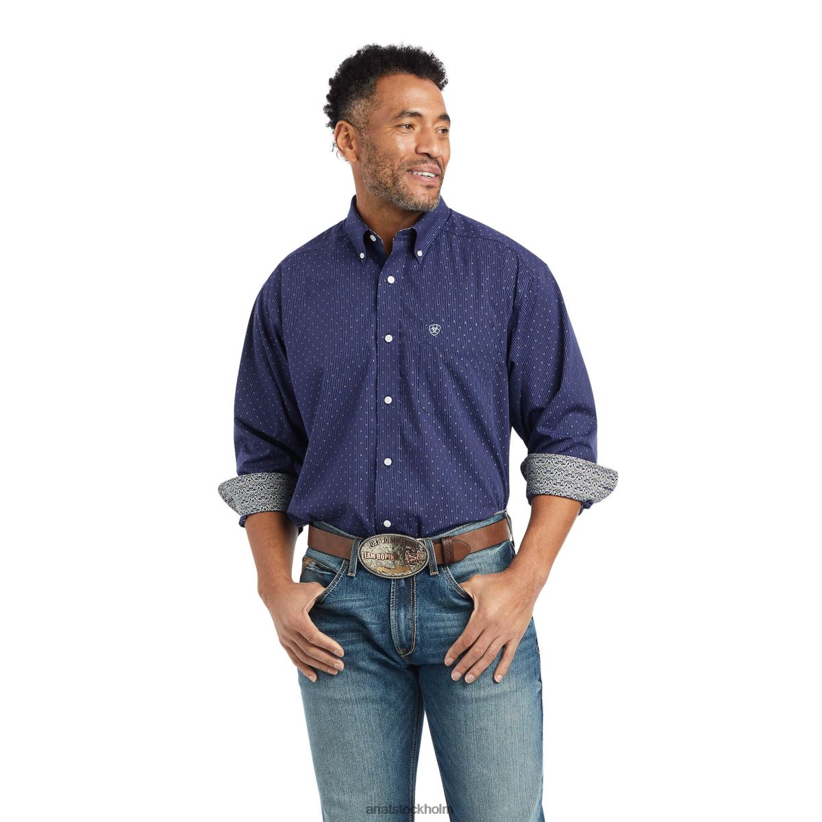 blast Ariat skrynkelfri izik skjorta med klassisk passform midnattssegel män F04841057