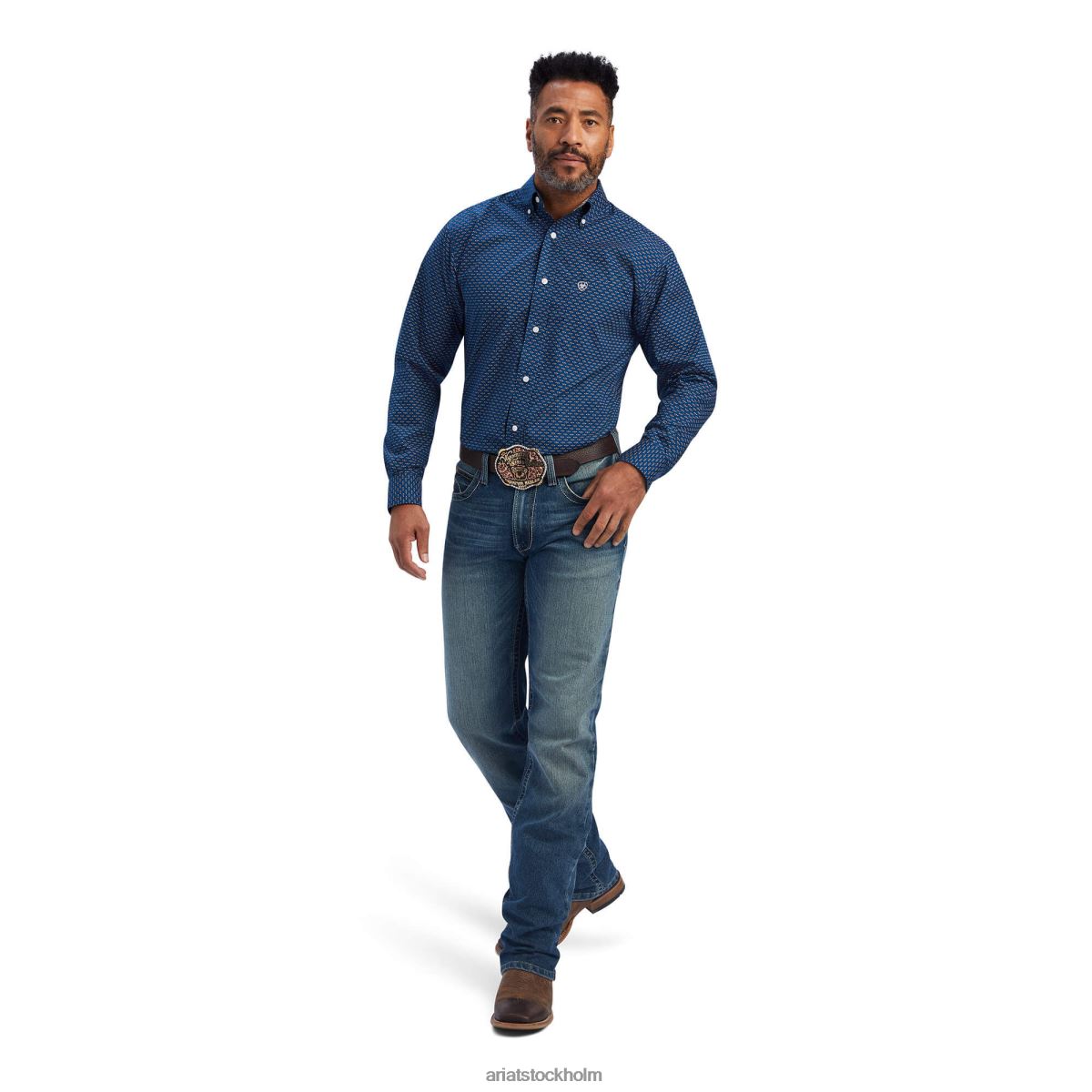 blast Ariat skrynkelfri skjorta i sterling poseidon män F0484955