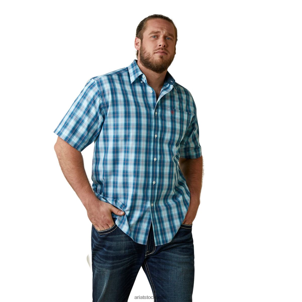 blast Ariat skrynkelfri skjorta med klassisk passform i enzo blå dimma män F04841040