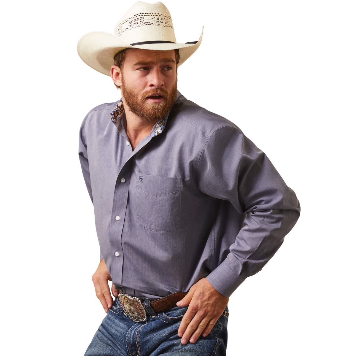 blast Ariat skrynkelfri solid pinpoint oxford skjorta med klassisk passform humör indigo män F0484958