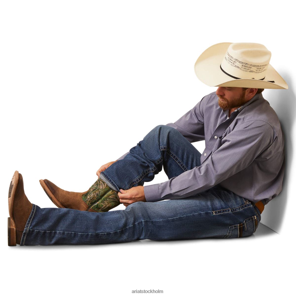 blast Ariat skrynkelfri solid pinpoint oxford skjorta med klassisk passform humör indigo män F0484958