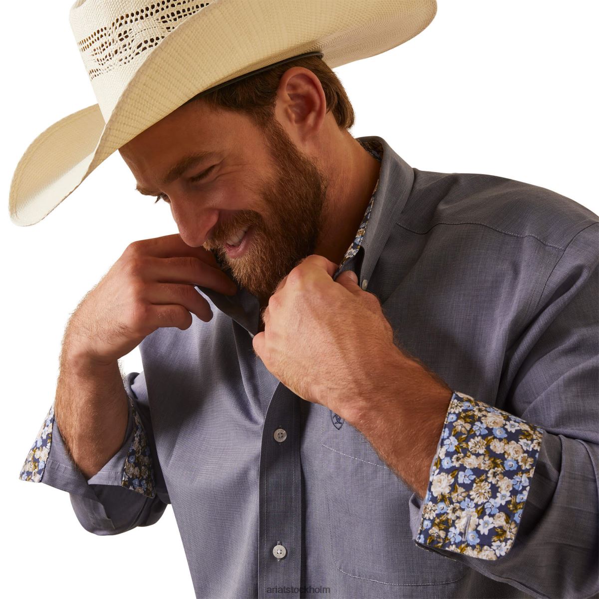 blast Ariat skrynkelfri solid pinpoint oxford skjorta med klassisk passform humör indigo män F0484958