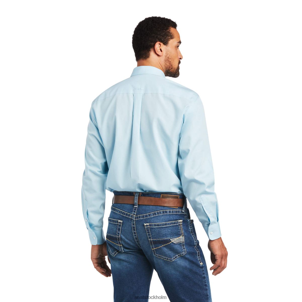 blast Ariat skrynkelfri solid pinpoint oxford skjorta med klassisk passform kristallblått män F04841024