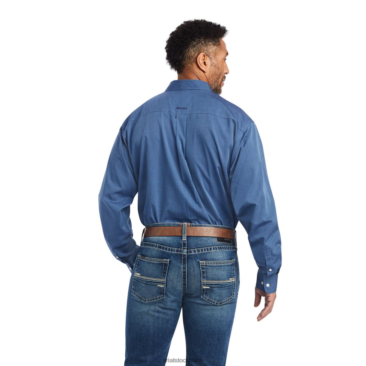 blast Ariat skrynkelfri solid pinpoint oxford skjorta med klassisk passform midnattssegel män F0484979