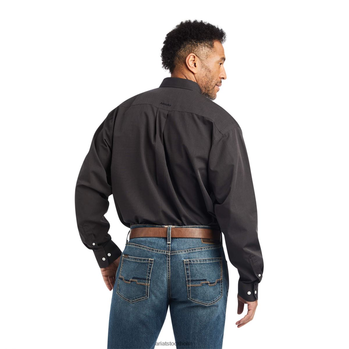 blast Ariat skrynkelfri solid pinpoint oxford skjorta med klassisk passform svart män F04841223