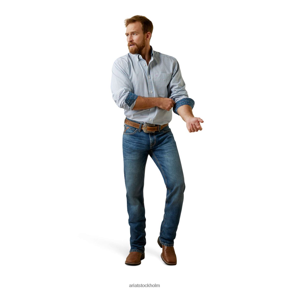 blast Ariat skrynkfri emerson skjorta vit män F04841167