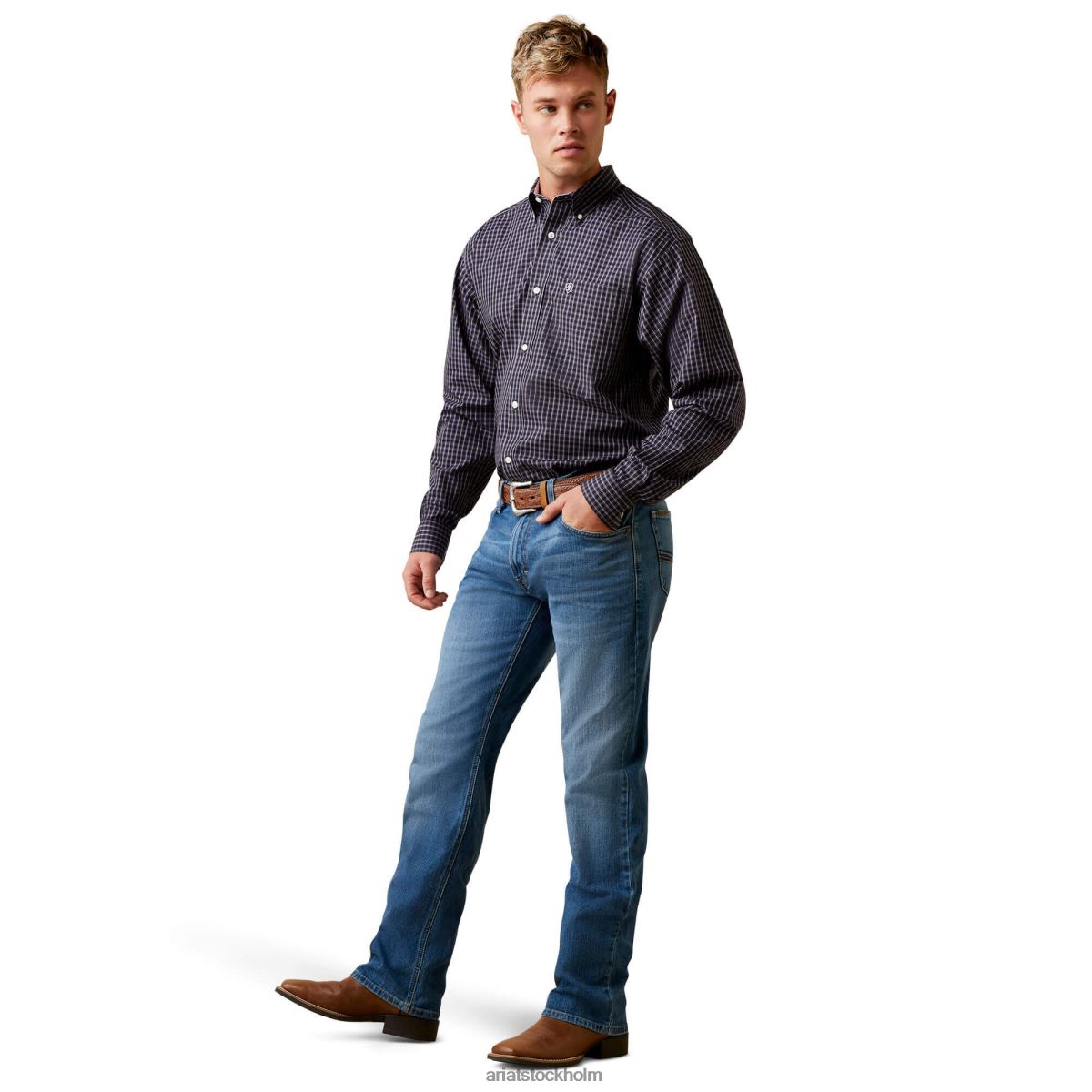 blast Ariat skrynkfri fitzgerald skjorta svart män F04841144