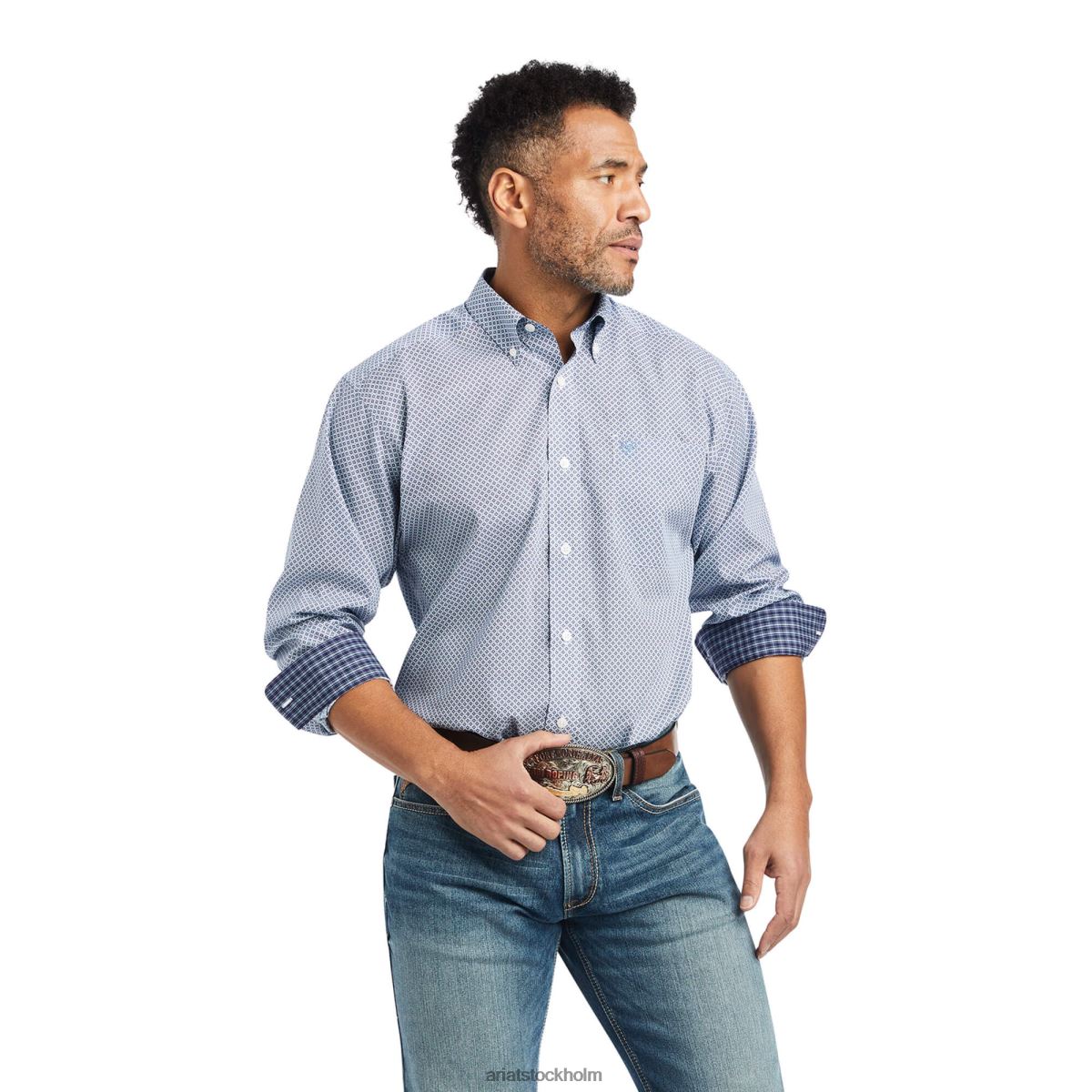 blast Ariat skrynkfri skjorta med isaacs passform vit män F0484953