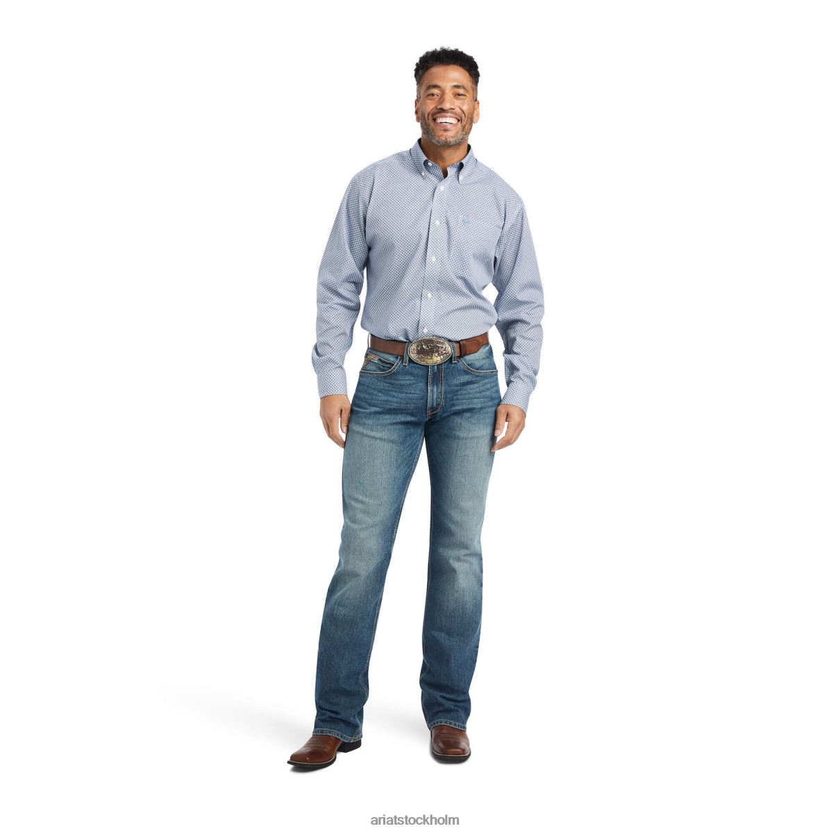 blast Ariat skrynkfri skjorta med isaacs passform vit män F0484953