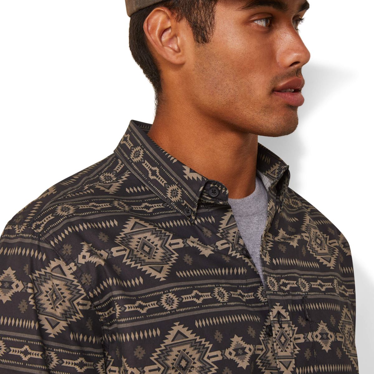 blast Ariat skrynkla motstå serape island stretch skjorta med modern passform dk grå män F04841094