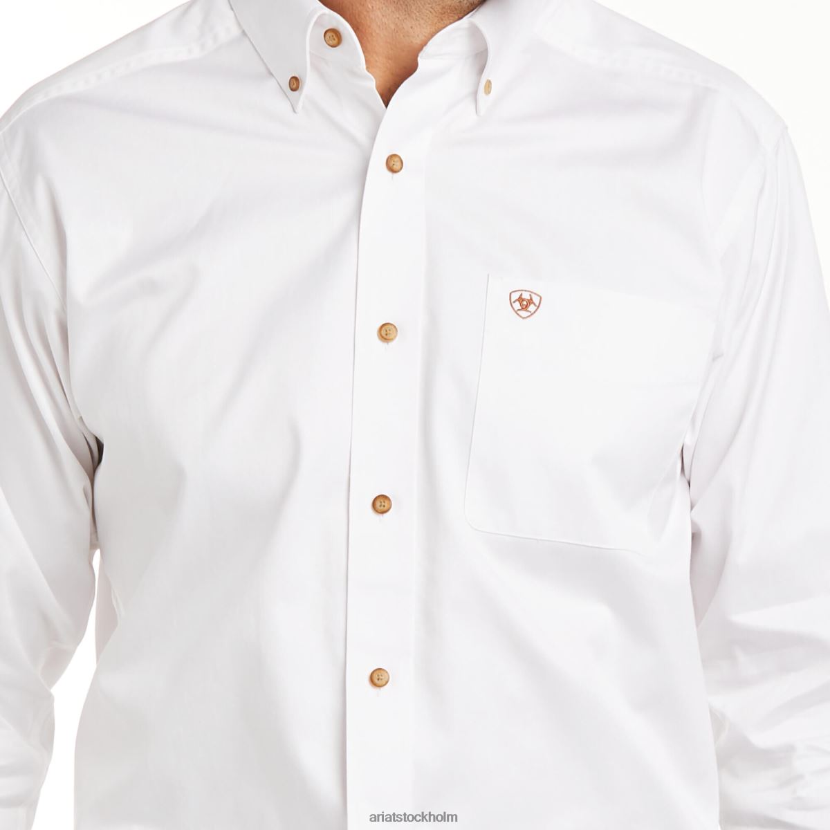 blast Ariat solid twill-tröja vit män F0484954