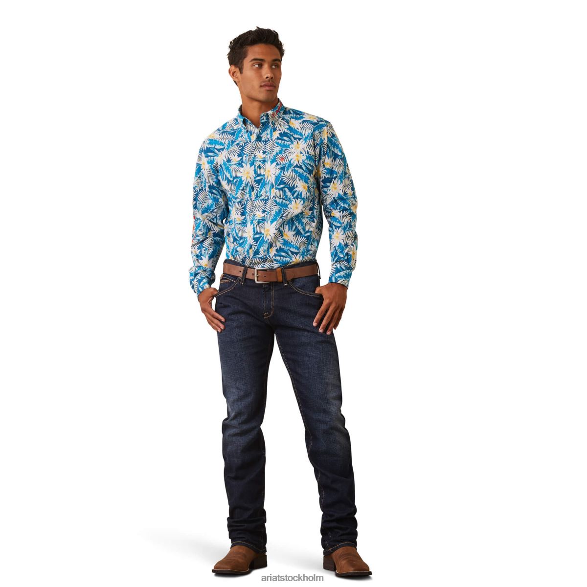 blast Ariat team spencer skjorta med klassisk passform lyons blå män F04841065