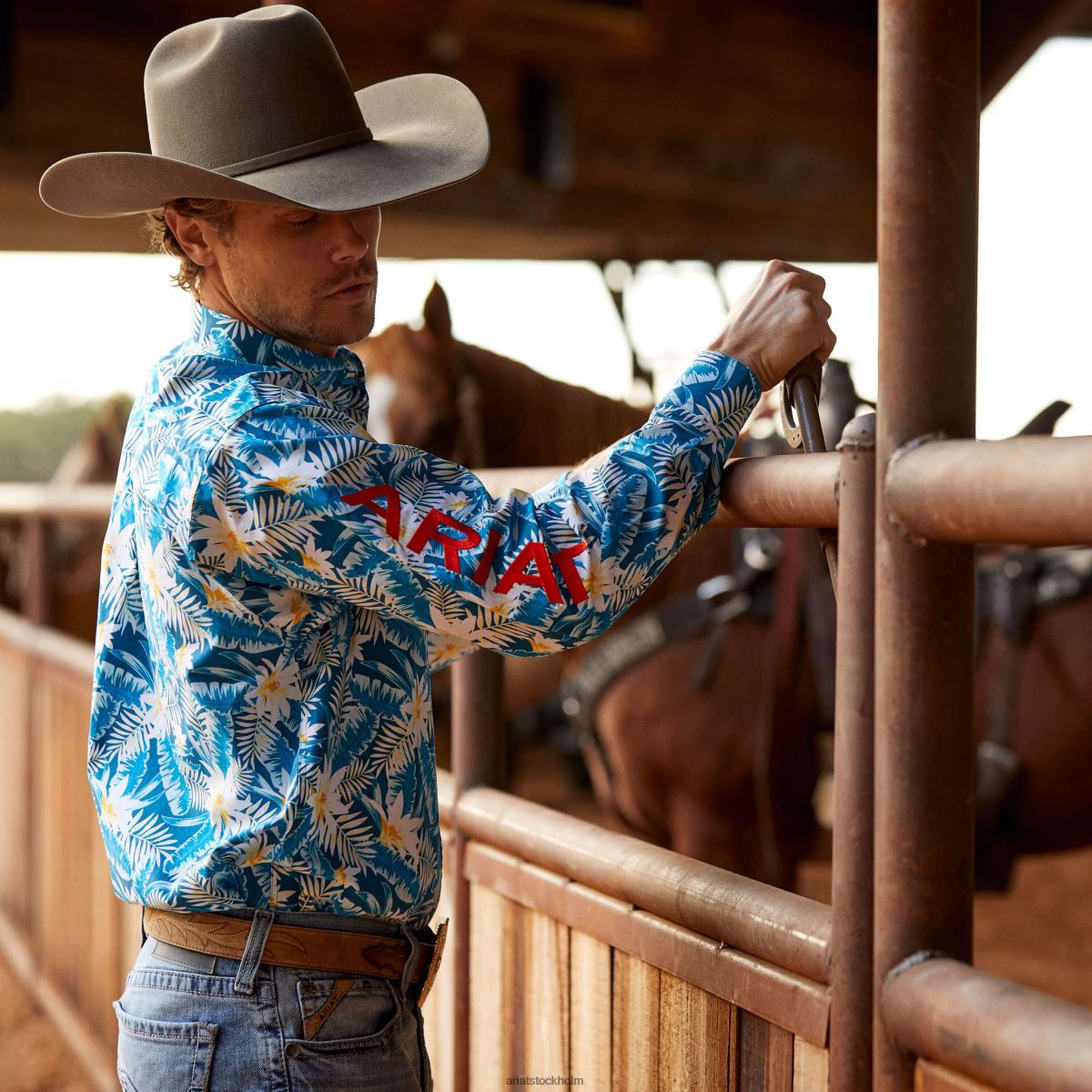 blast Ariat team spencer skjorta med klassisk passform lyons blå män F04841065