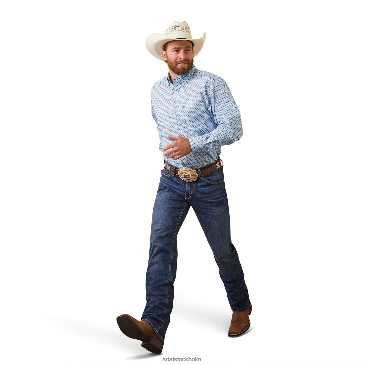 blast Ariat team syed monterad skjorta vit män F04841176