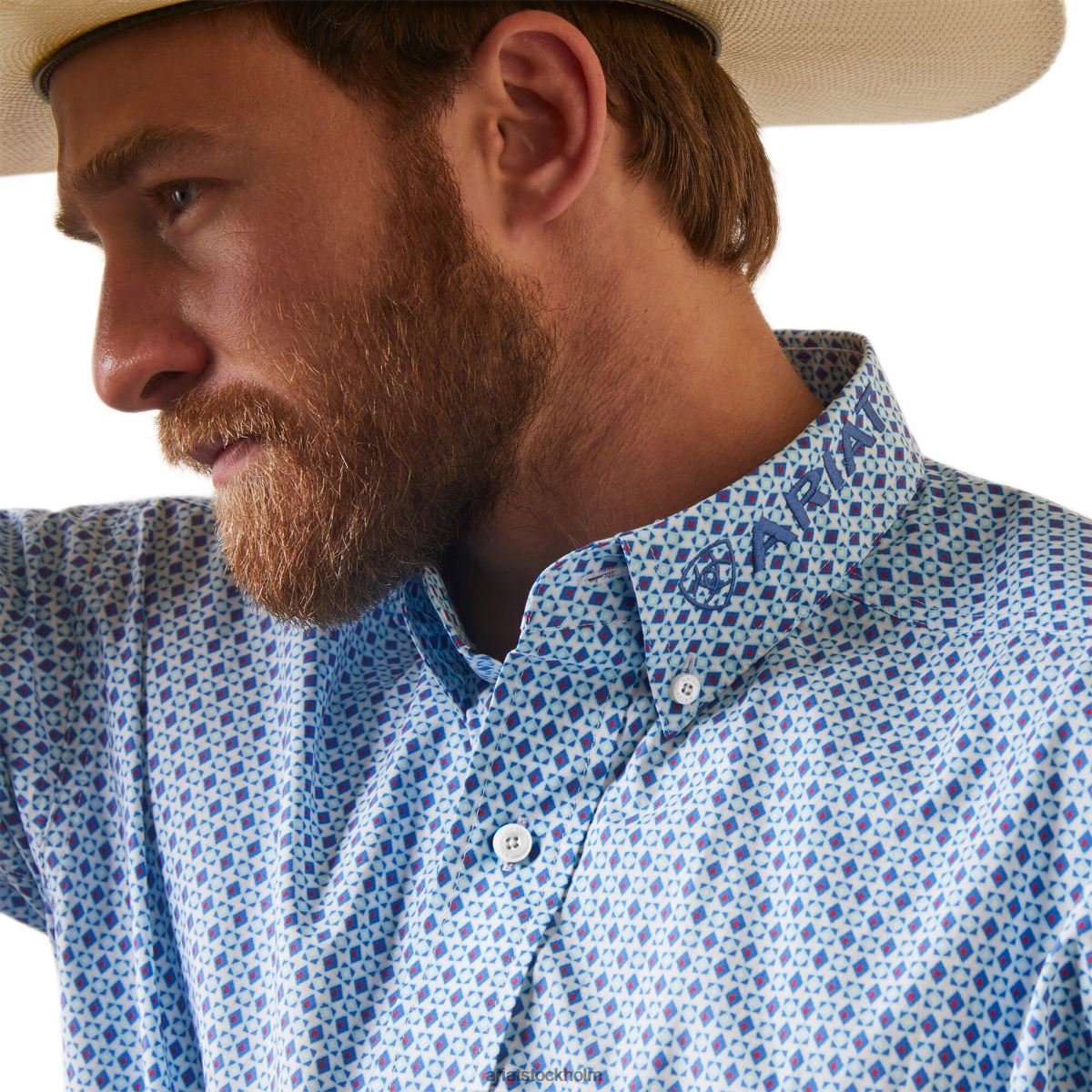 blast Ariat team syed monterad skjorta vit män F04841176