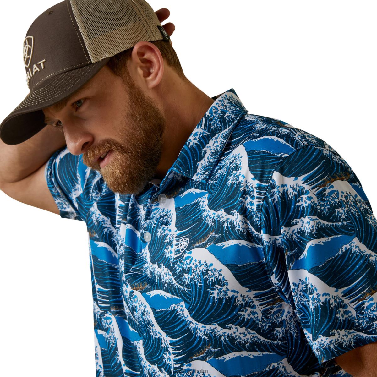 blast Ariat tryckt western aloha polo hawaiiska havet män F0484920