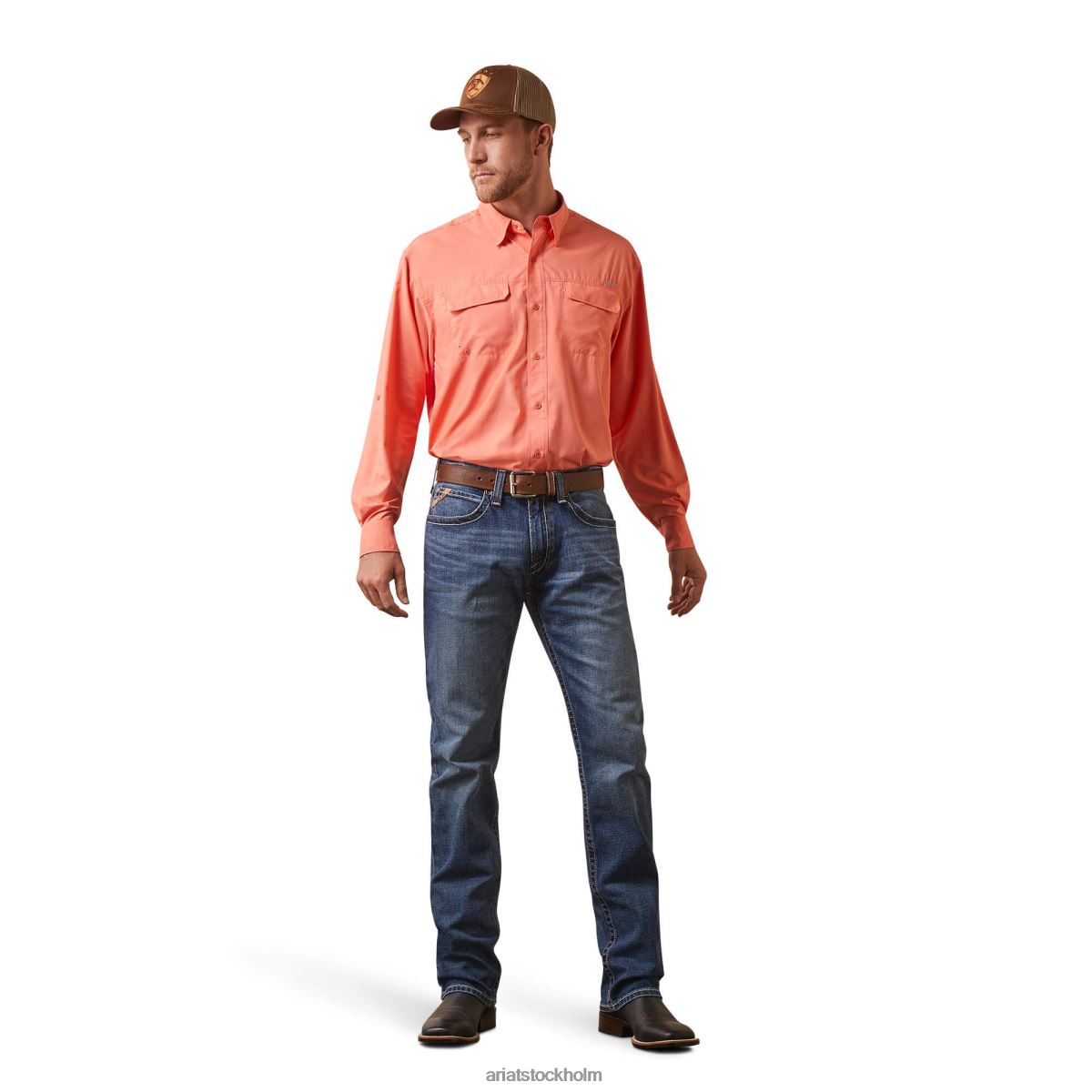 blast Ariat venttek outbound skjorta med klassisk passform persika eko män F04841284