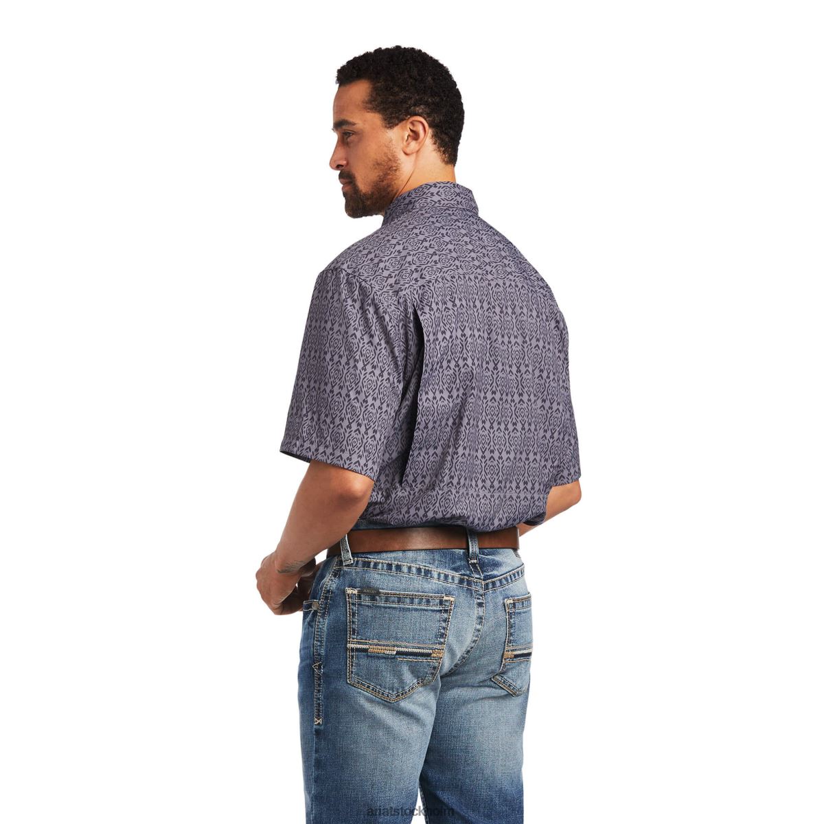blast Ariat venttek outbound skjorta med klassisk passform rök pärltryck män F04841151